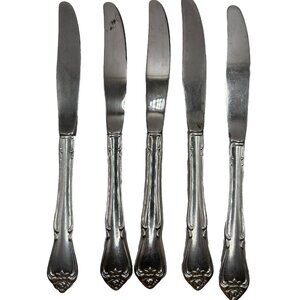 Oneida USA True Arbor Rose Dinner Knives 5 Piece Stainless Flatware Floral